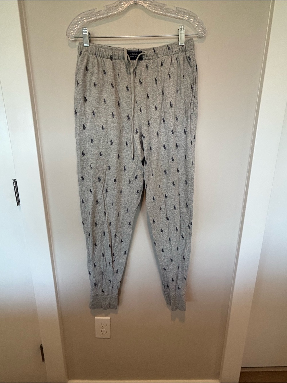Ralph Lauren Gray Heather Logo-Pattern Jogger Sweatpants